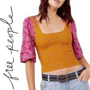 Free people smocked top size Large